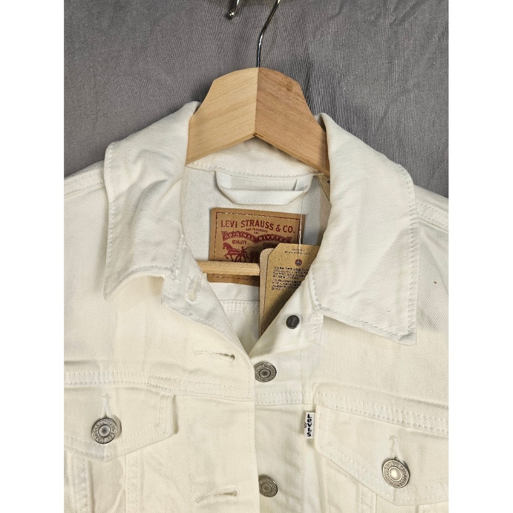 Levis Womens Original Trucker Jacket Cream White Denim Stretch 299450210 XS NEW - Picture 4 of 8